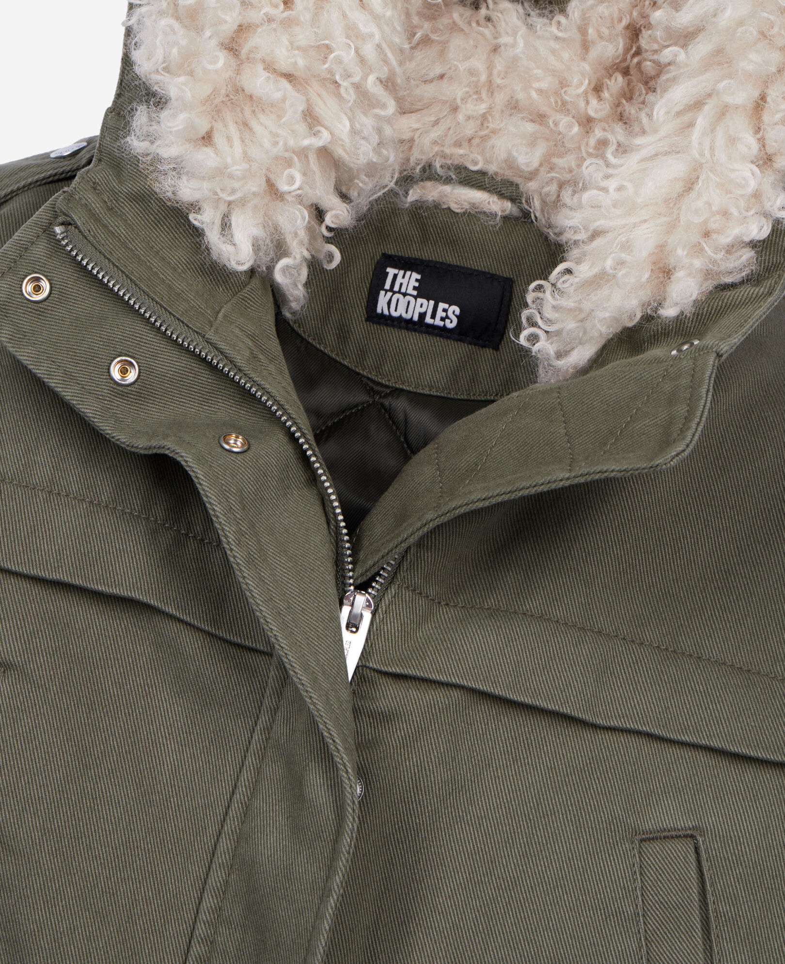 The Kooples WOMEN OLIVE NIGHT khaki hooded parka