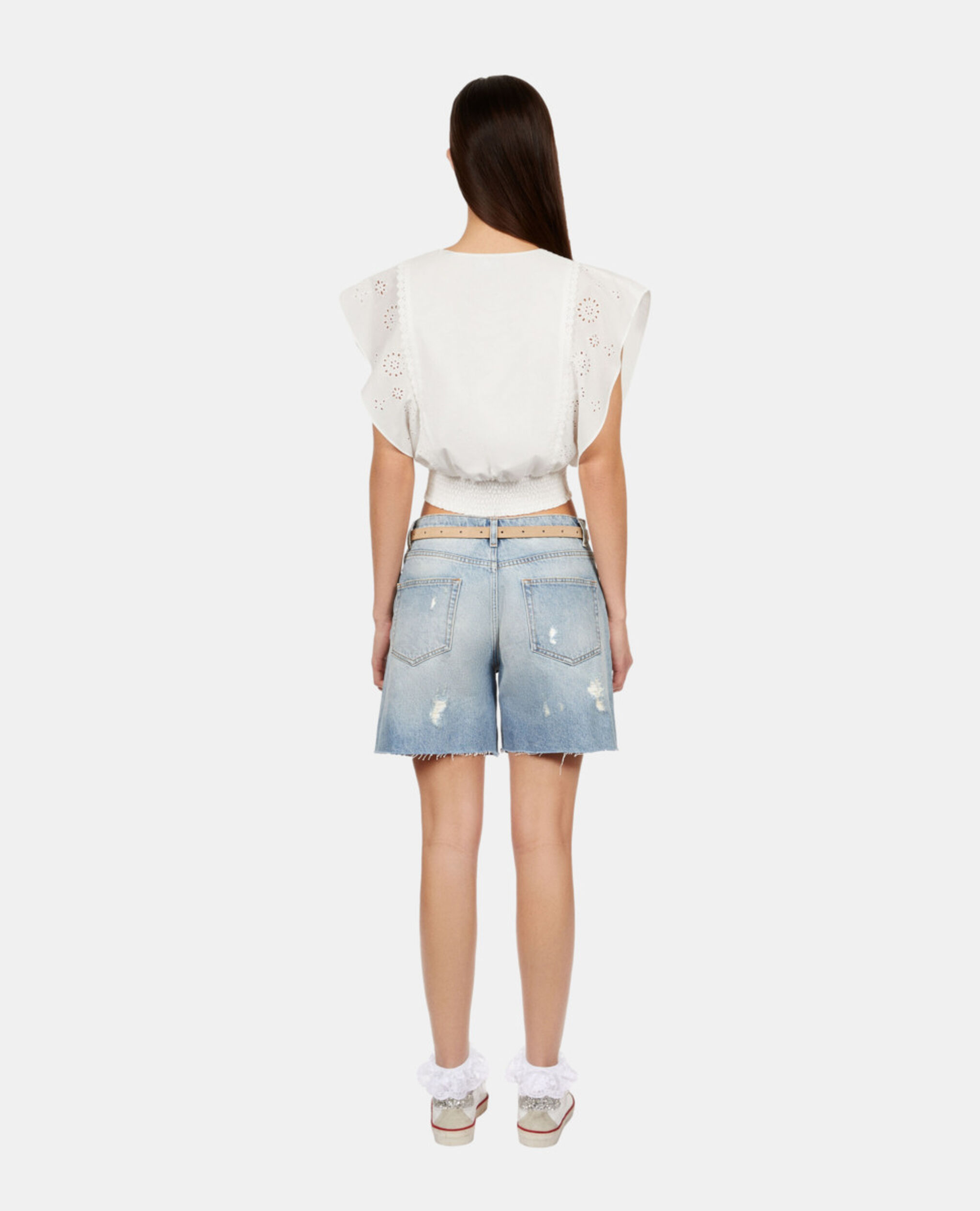 White short top in English embroidery, WHITE, hi-res image number null