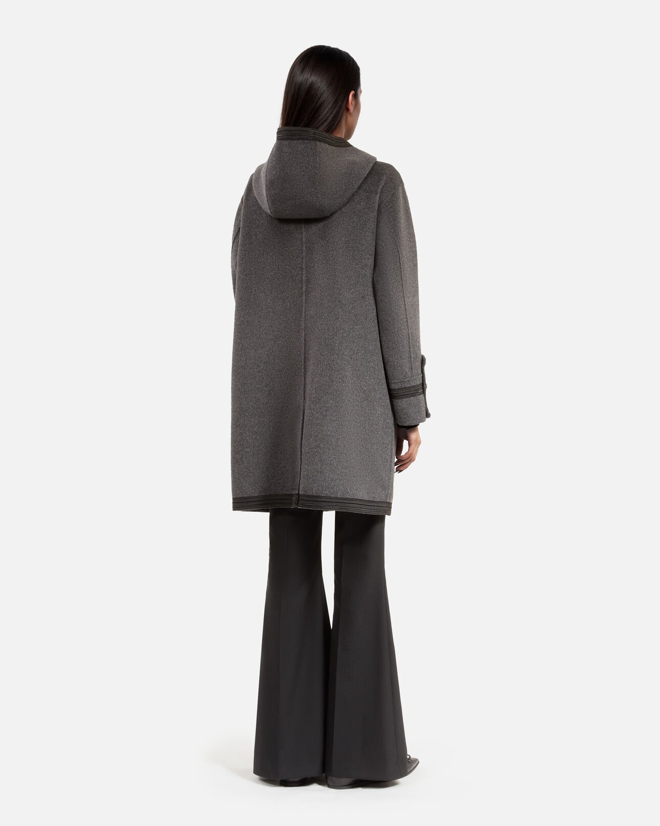 The Kooples FEMME PETROL GREY caban long à capuche en laine gris