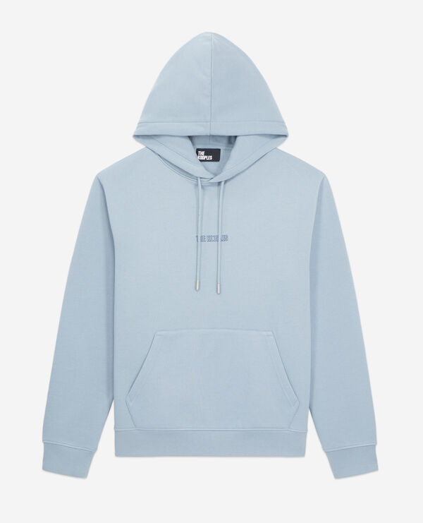 men's blue hoodie with logo