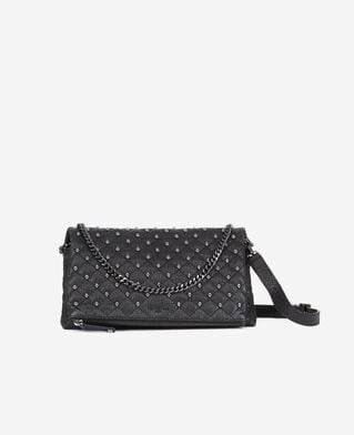 The Kooples F BLACK medium heritage pouch in black leather