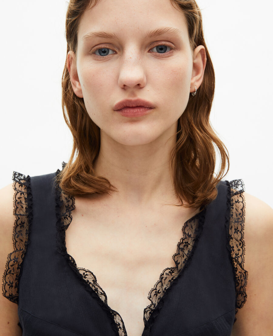 The Kooples WOMEN BLACK black lace-up top