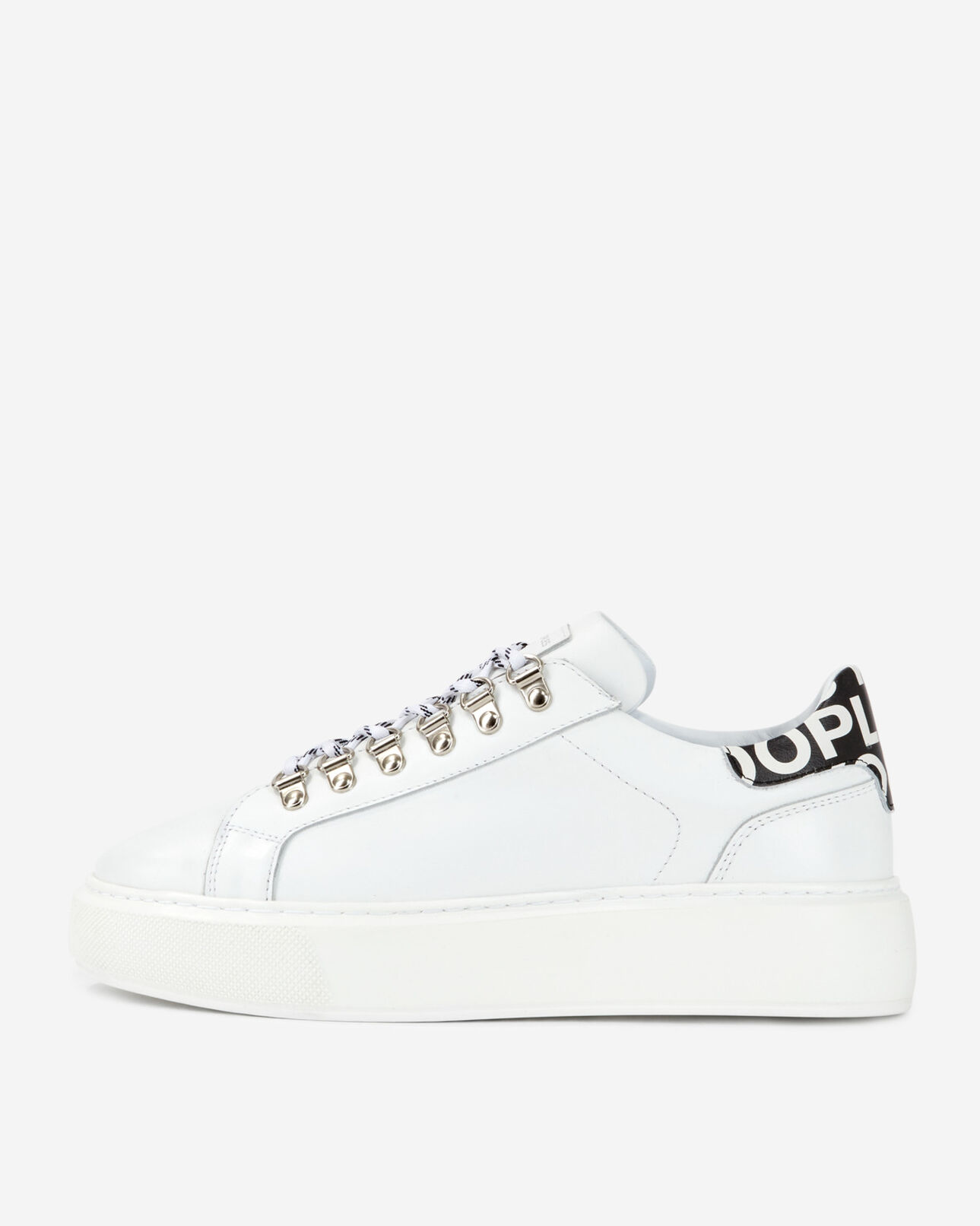 The Kooples MIXED WHITE / BLACK leather sneakers