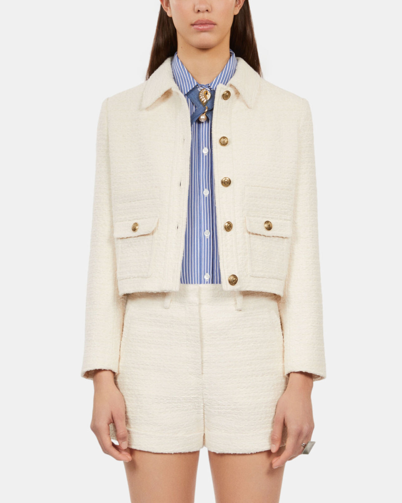 The Kooples WOMEN ECRU ecru tweed jacket