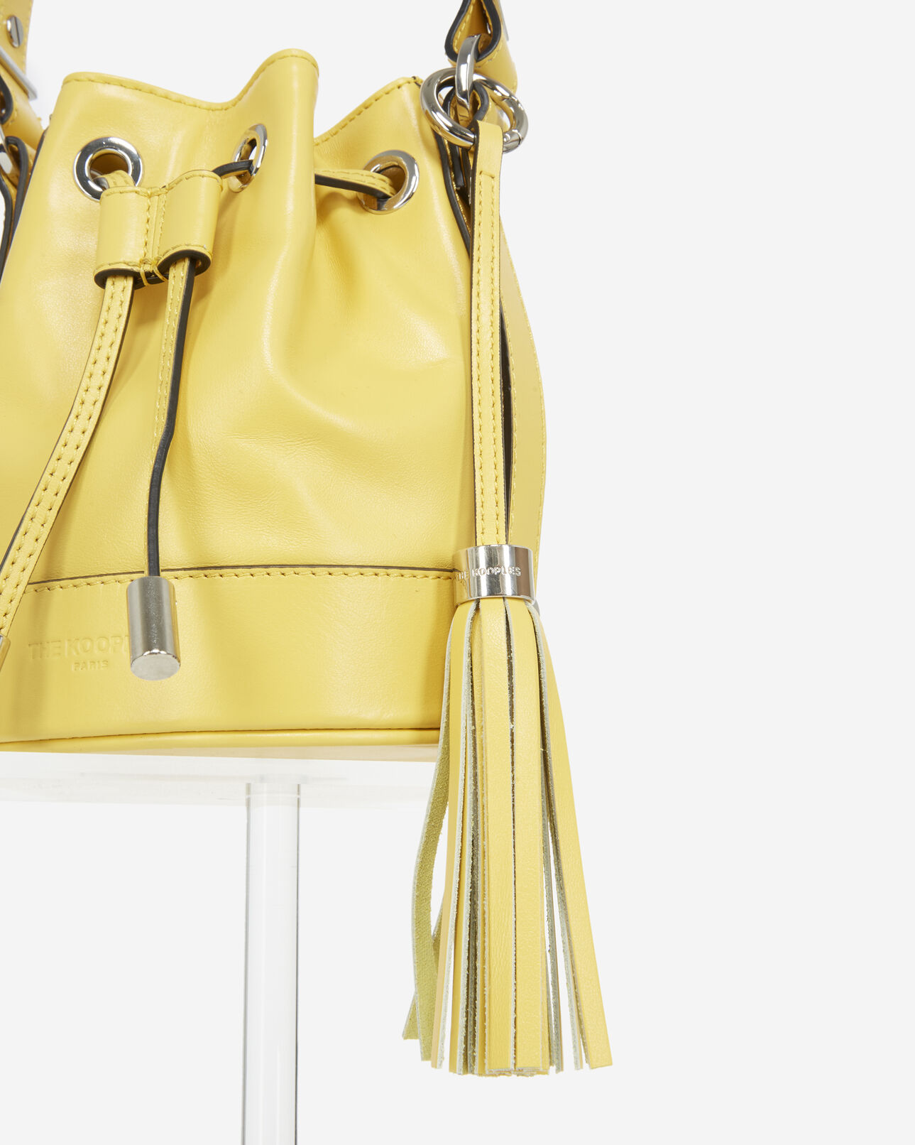 The Kooples WOMEN BRIGHT YELLOW smooth yellow leather pompom