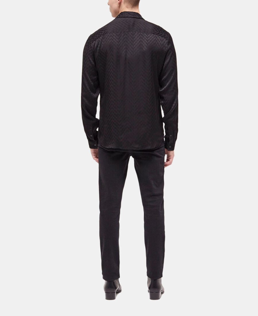 The Kooples MEN BLACK black jacquard shirt with classic collar