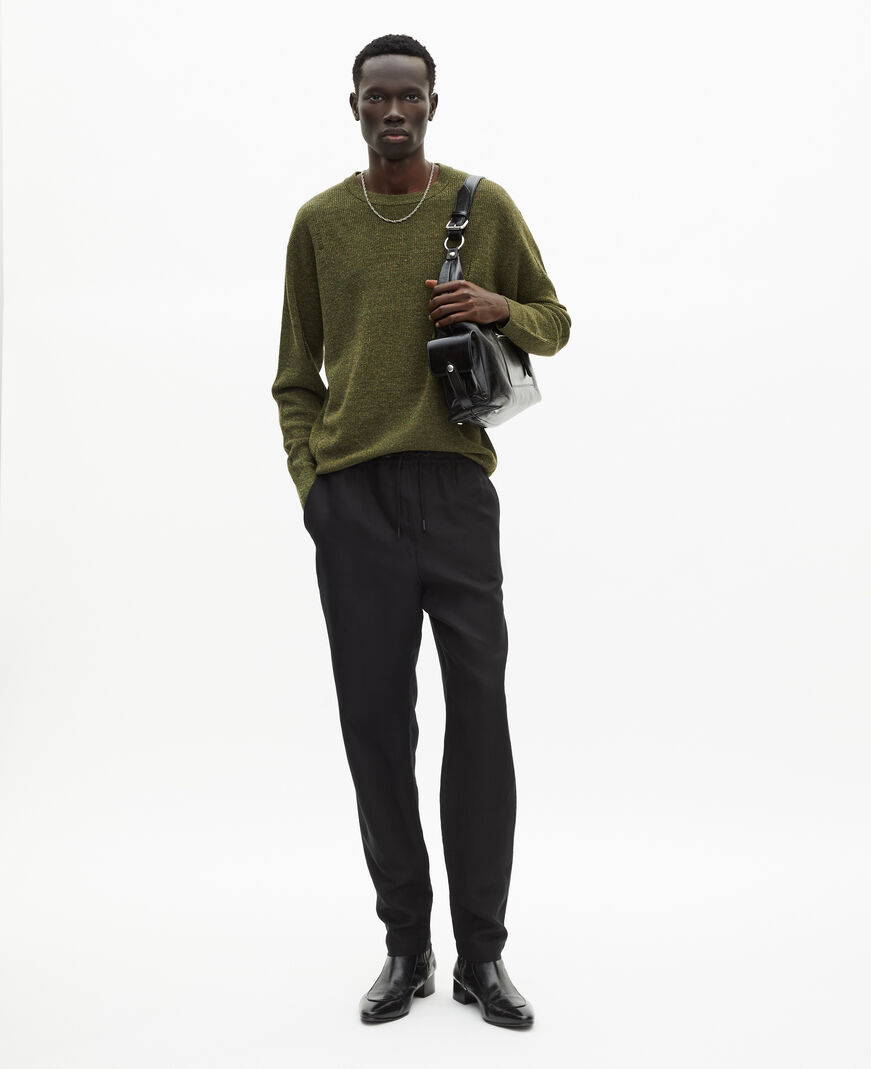 The Kooples H OLIVE KAKI khaki wool and linen sweater