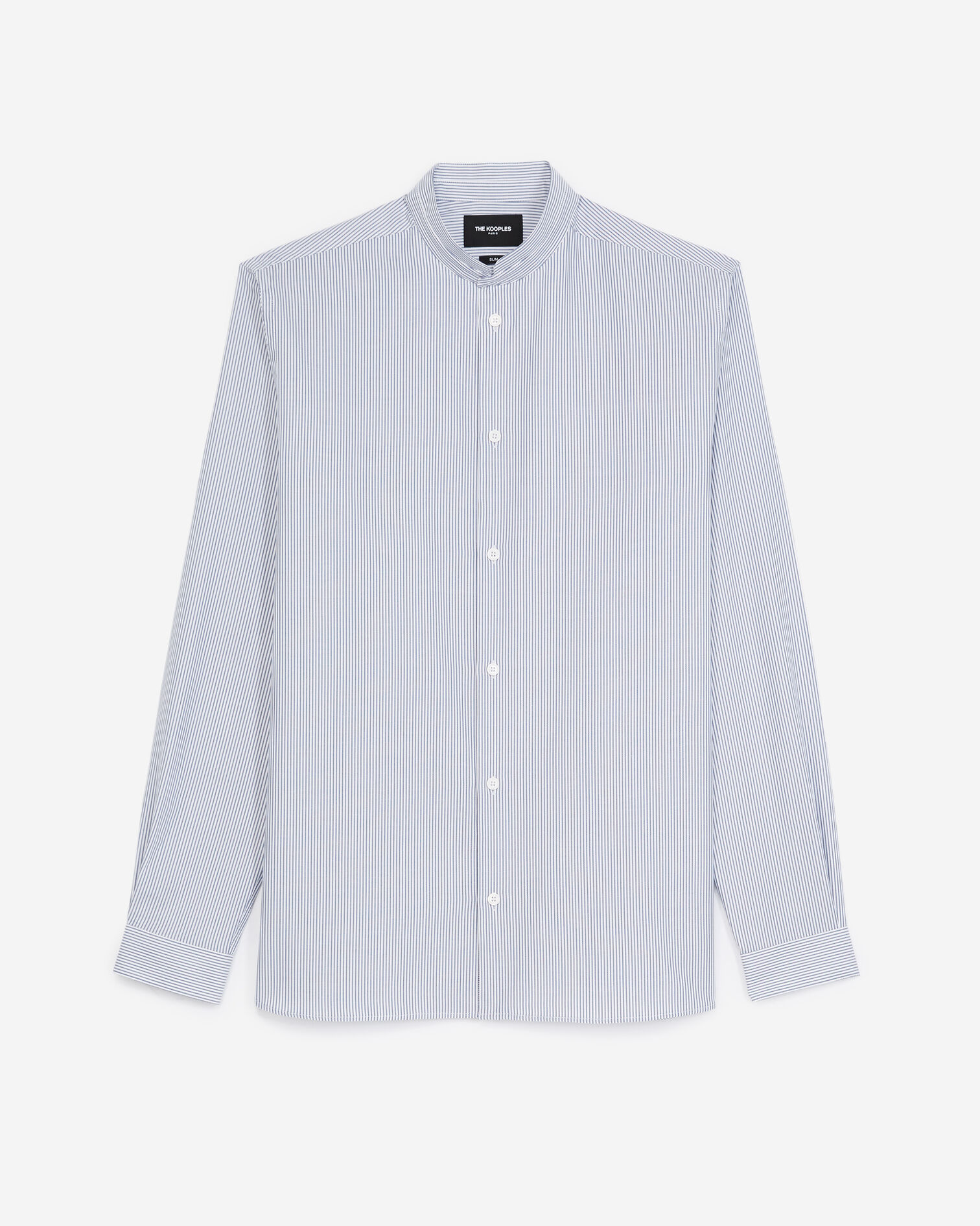 Blue and white officer-collar shirt, WHITE - BLUE, hi-res image number null