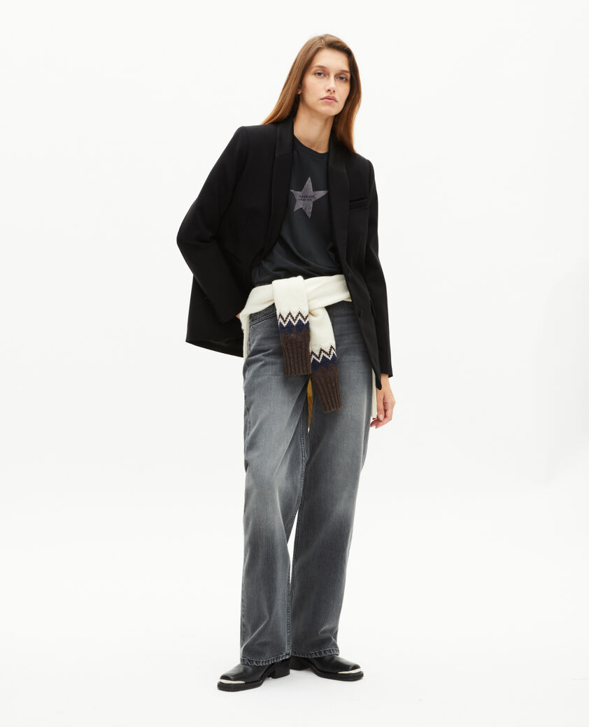 The Kooples F BLACK black satin detail suit jacket