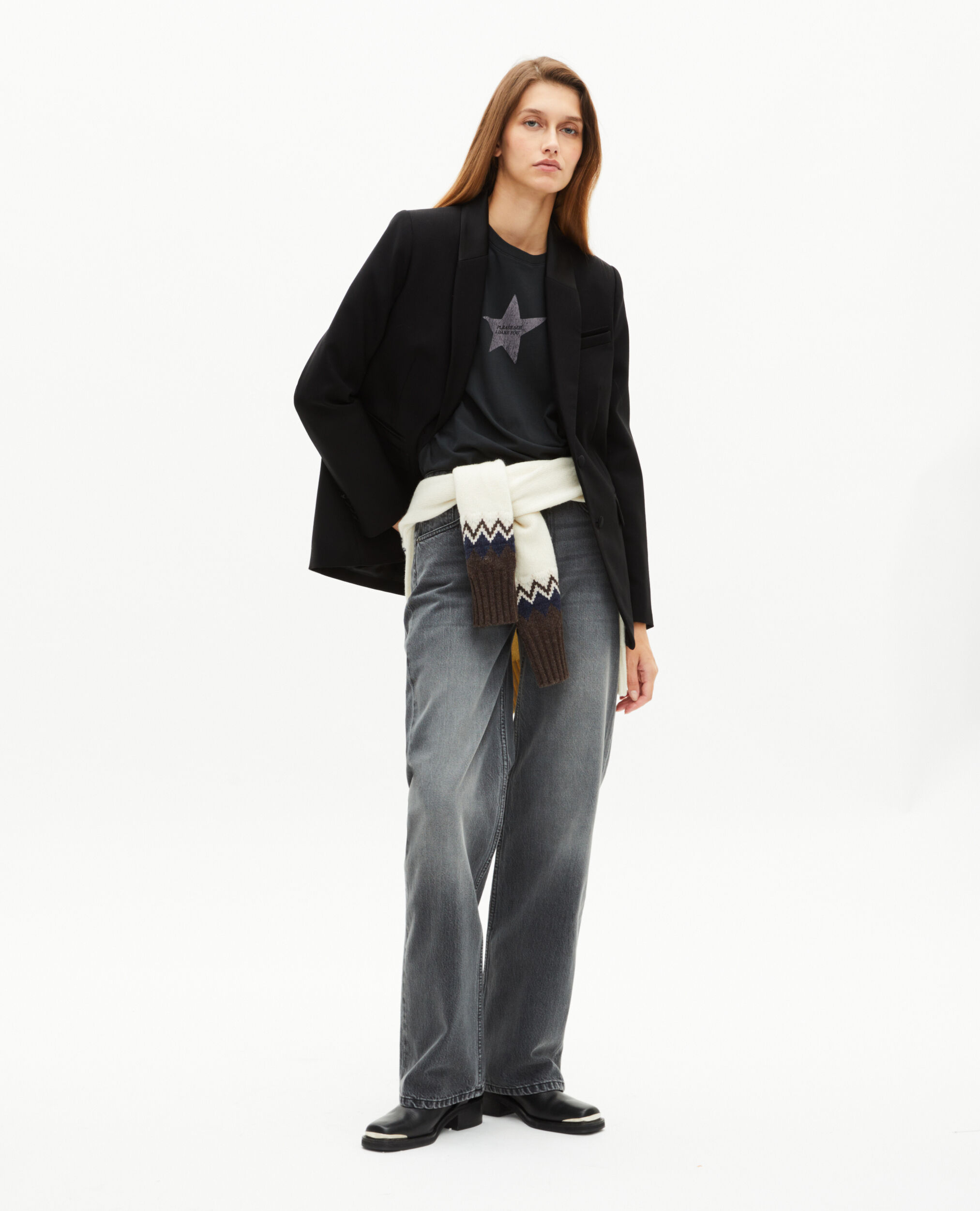 Black satin detail suit jacket, BLACK, hi-res image number null