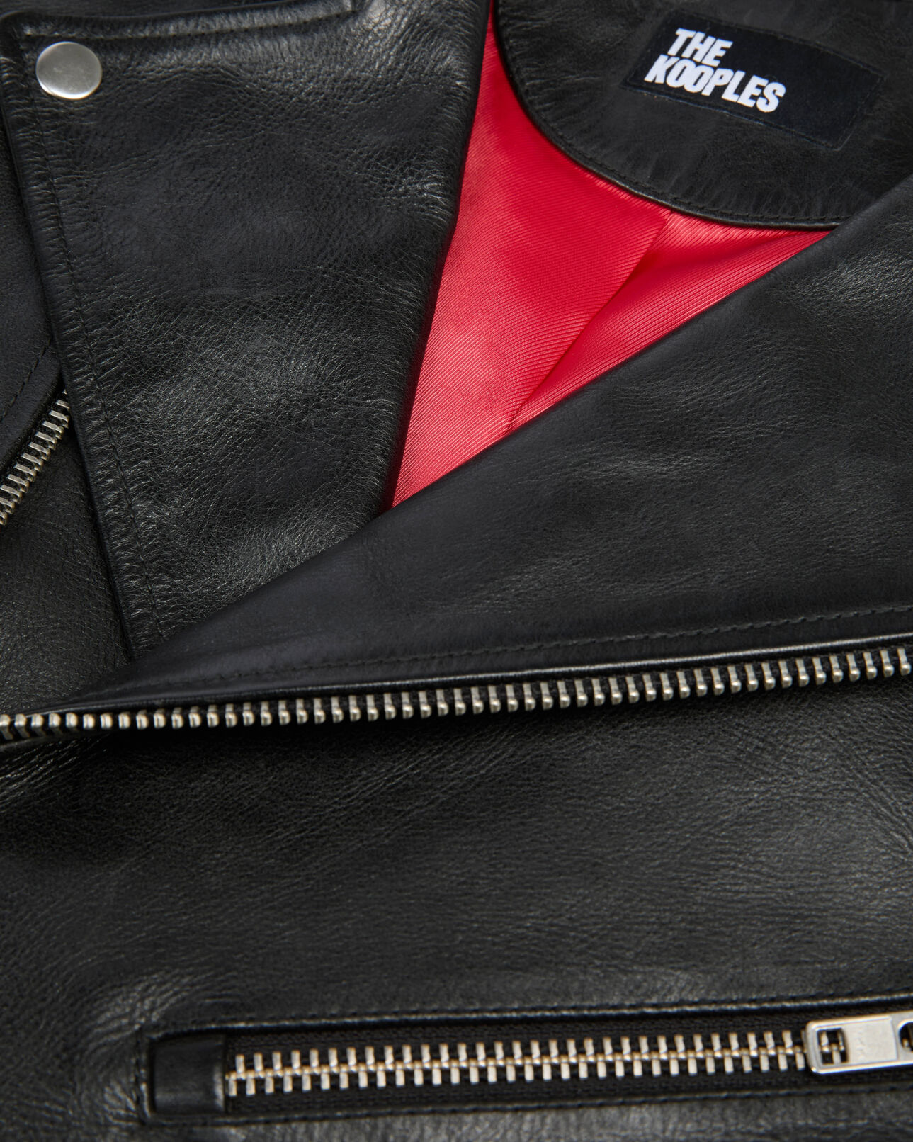 The Kooples HOMME BLACK blouson biker en cuir noir