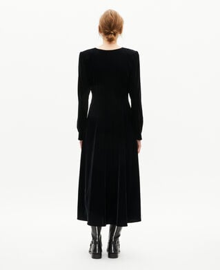 The Kooples DAMEN BLACK langes kleid aus schwarzem samt