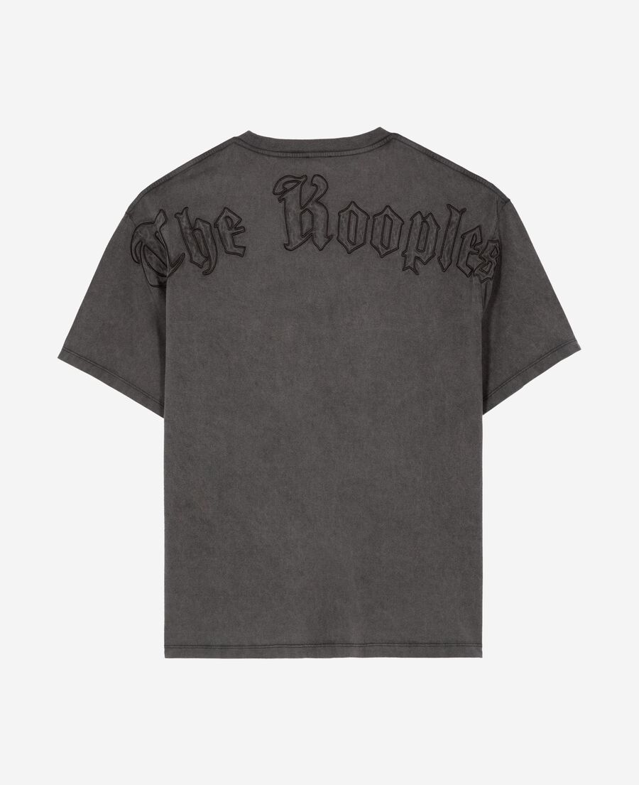The Kooples MEN BLACK WASHED t-shirt with logo on black back