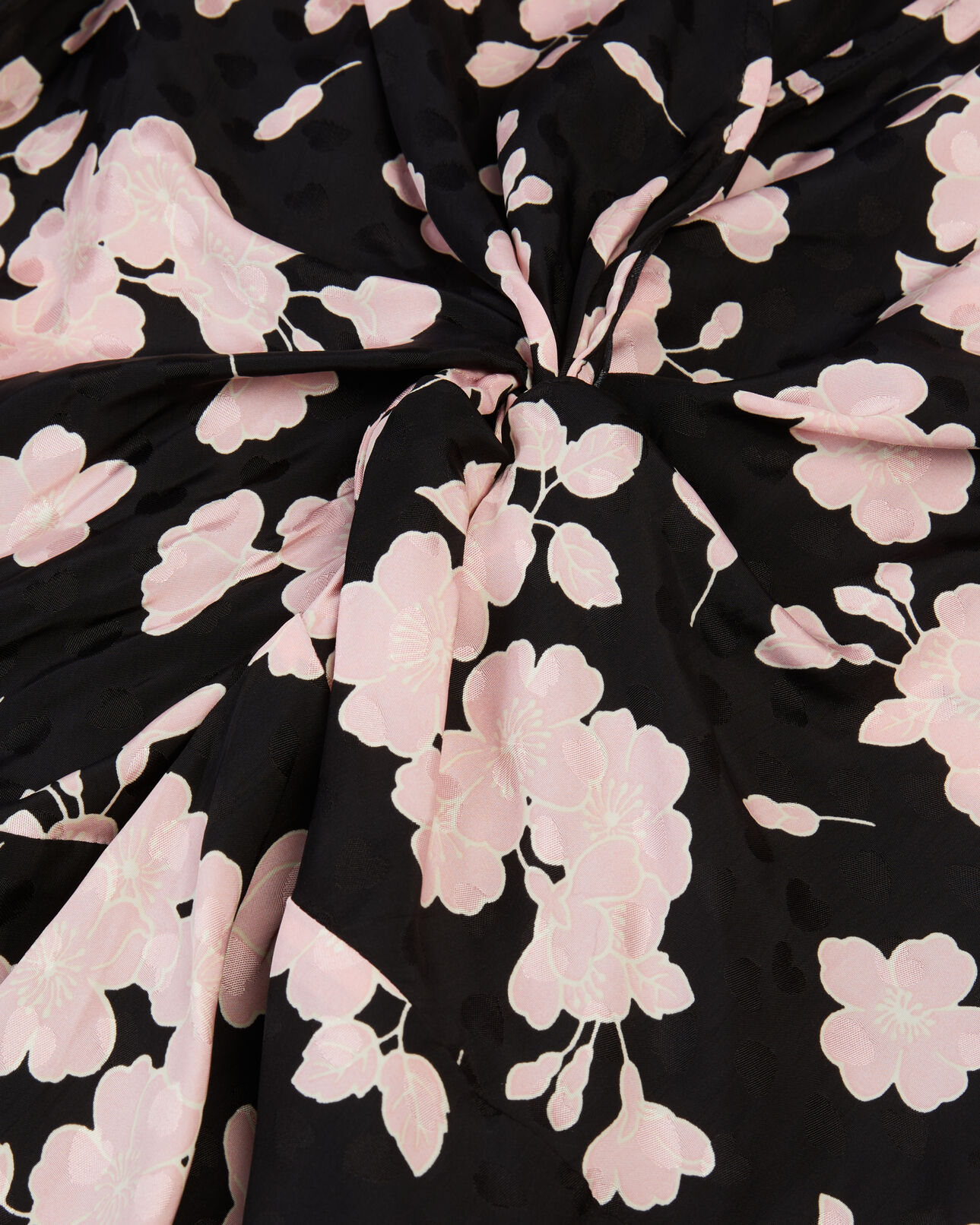The Kooples WOMEN BLACK / PINK long printed dress with draping