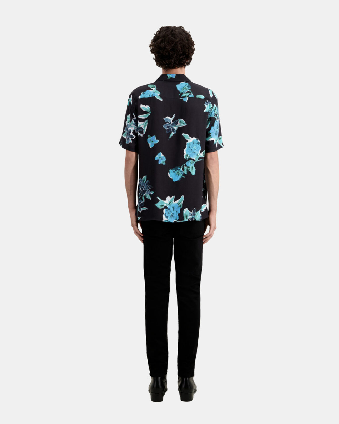 The Kooples HERREN BLACK BLUE kurzärmeliges hemd mit print