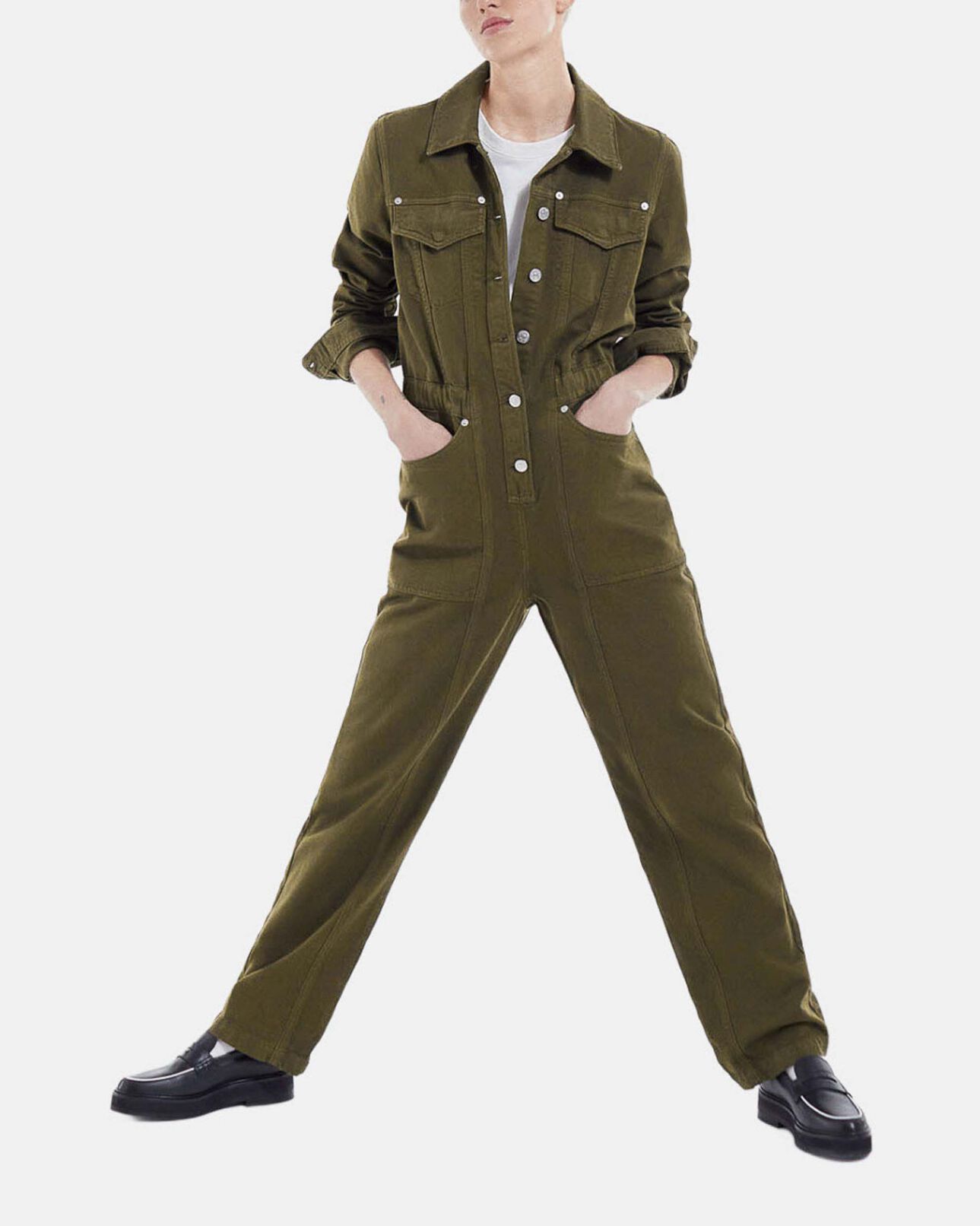 The Kooples FEMME KAKI combinaison kaki jean casual à poches