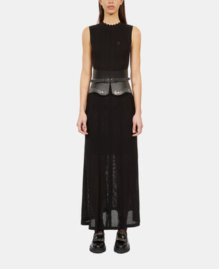 The Kooples F BLACK long black openwork knit dress