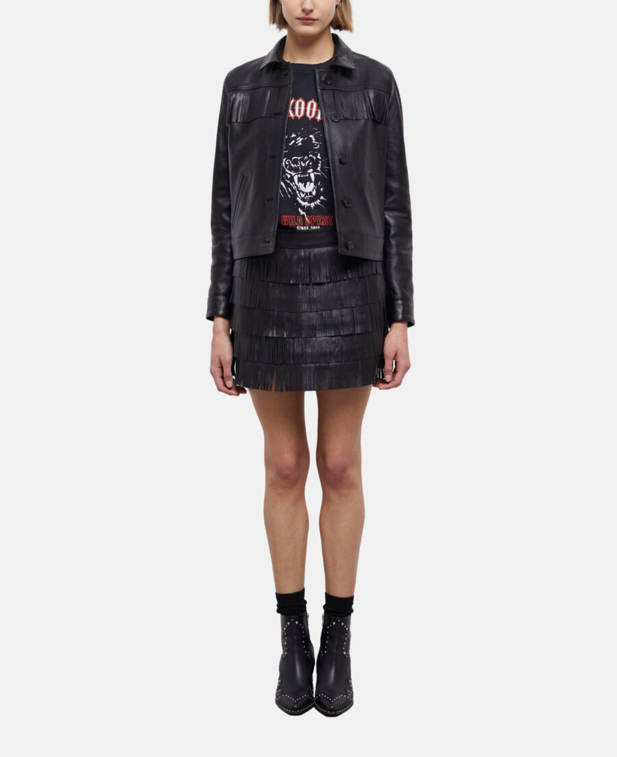 blouson en cuir noir
