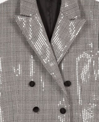 The Kooples WOMEN GREY prince of wales sequin jacket, grey