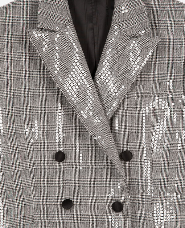 The Kooples WOMEN GREY prince of wales sequin jacket, grey