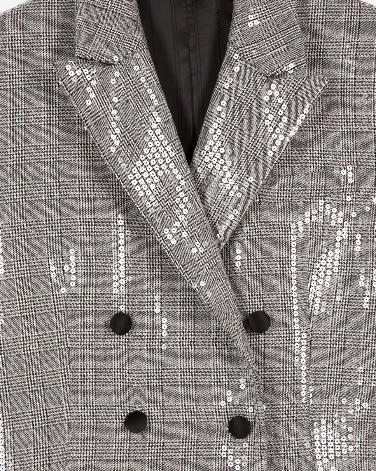 The Kooples FEMME GREY veste à sequins prince de galles grise