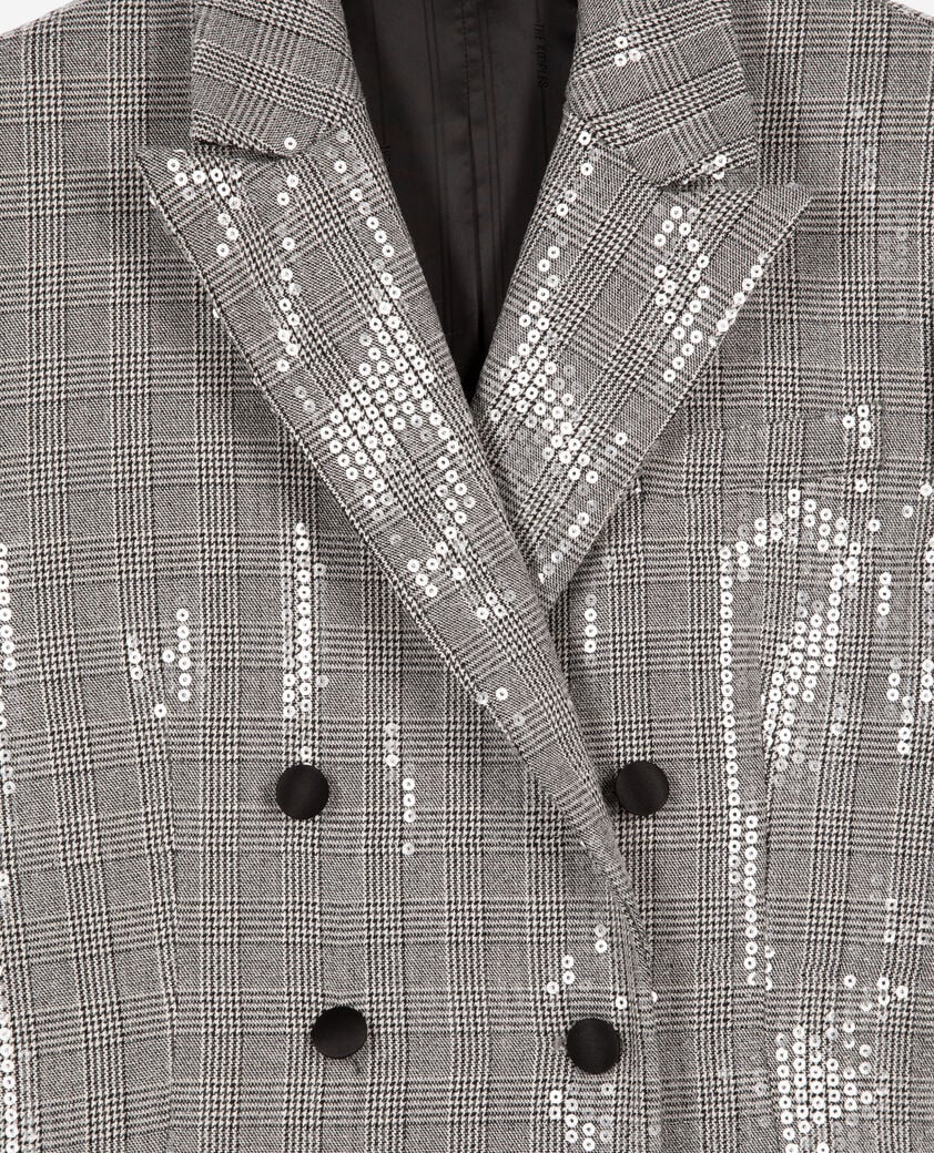 The Kooples MUJER GREY chaqueta de lentejuelas príncipe de gales, gris