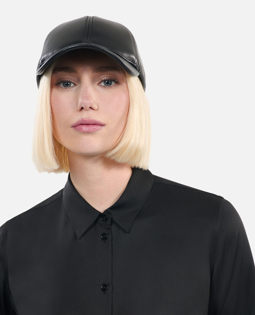The Kooples MIXED BLACK black leather cap