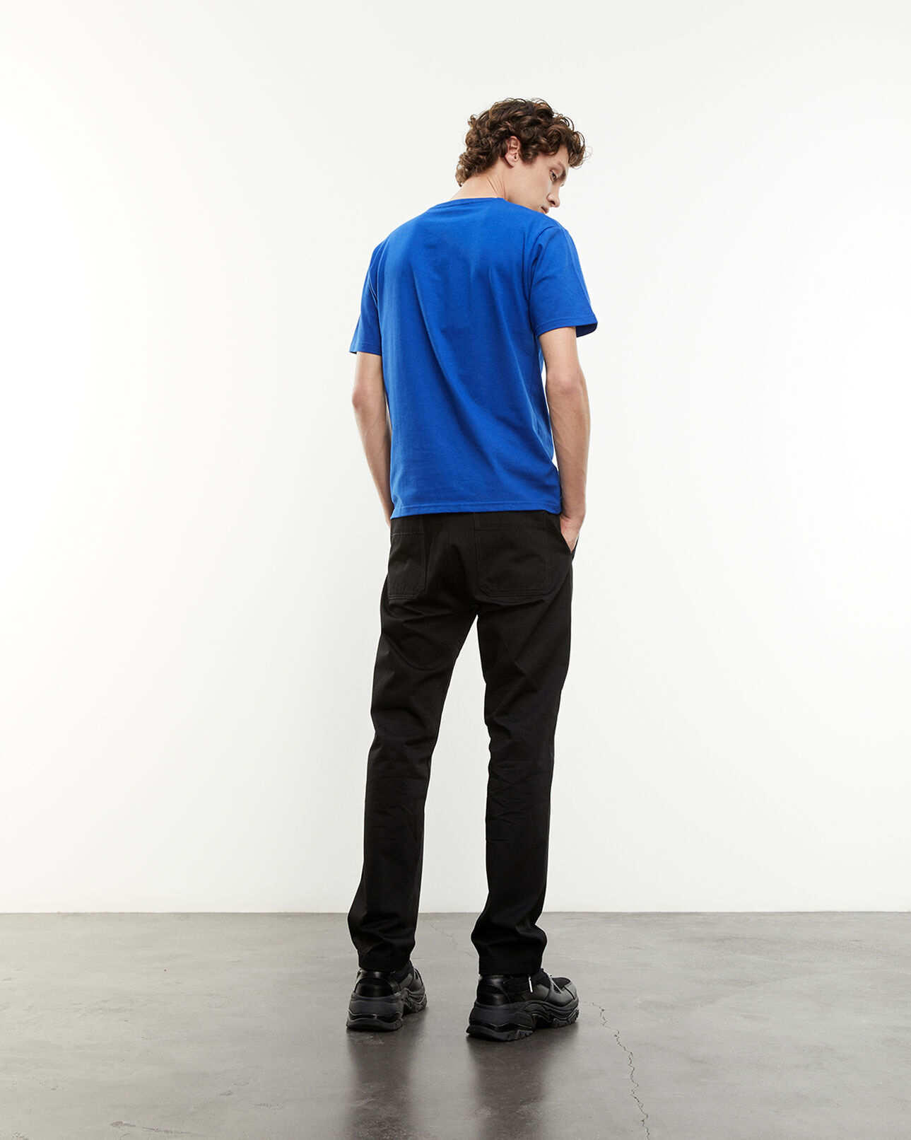 The Kooples MEN ELECTRIC BLUE blue cotton t-shirt with inverted logo