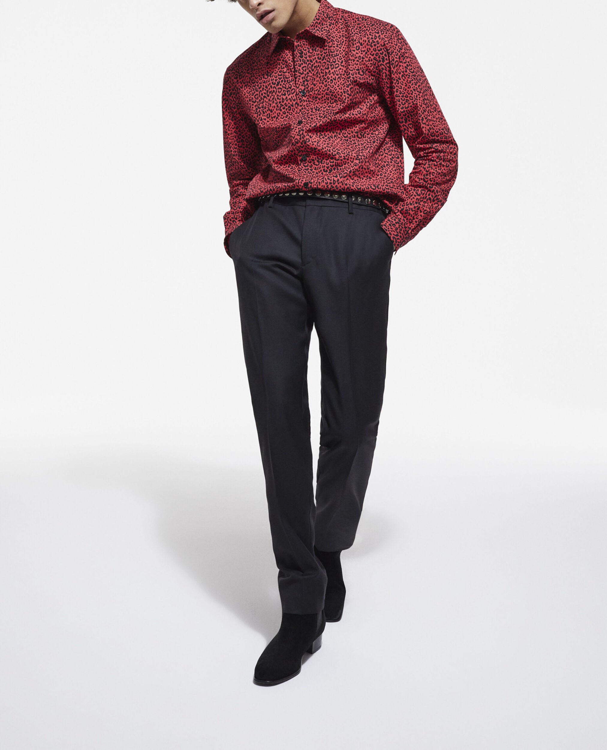 Red leopard print shirt with classic collar, RED / BLACK, hi-res image number null