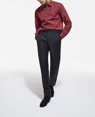 The Kooples H RED / BLACK red leopard print shirt with classic collar