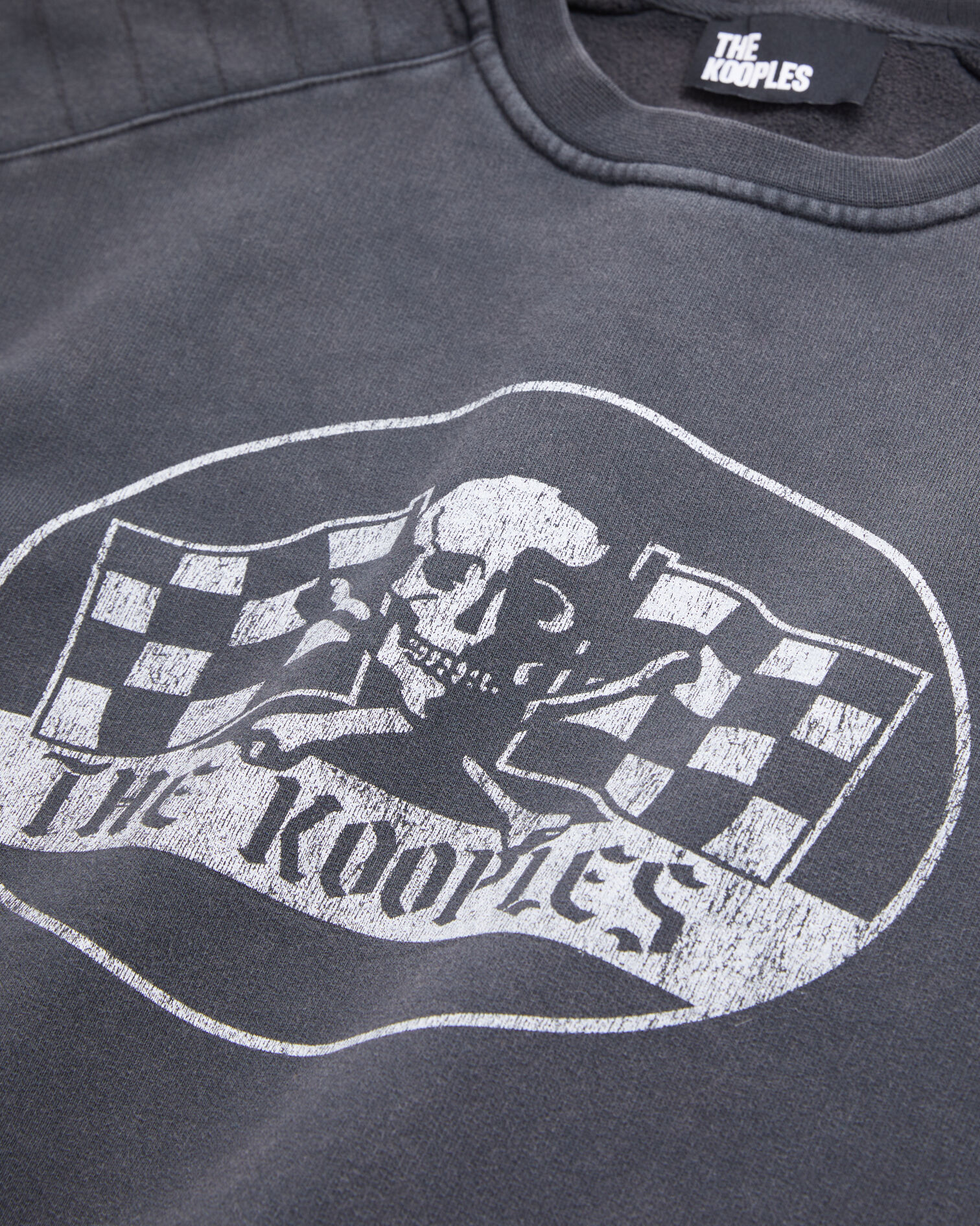 Men's Black sweatshirt with Racing skull serigraphy, BLACK WASHED, hi-res image number null