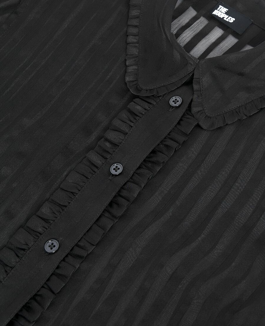 The Kooples WOMEN BLACK black silk ruffled shirt