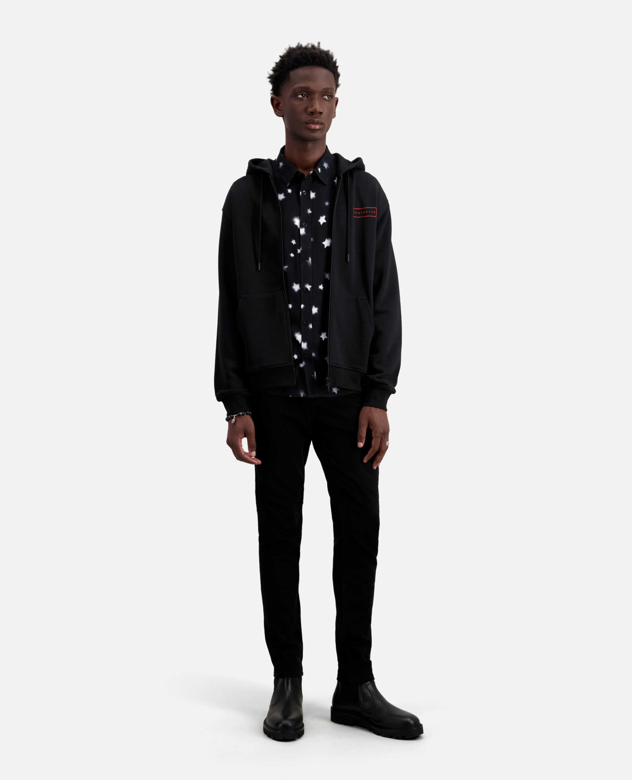 Schwarzes Kapuzensweatshirt mit Siebdruck X Rated, BLACK, hi-res image number null