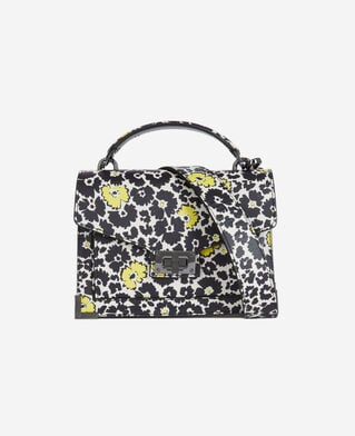 The Kooples FEMME BLACK / YELLOW / WHITE sac emily small en cuir imprim&eacute;