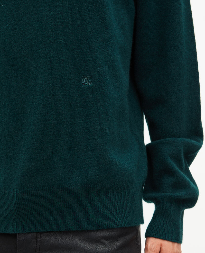 The Kooples HOMME BOTTLE GREEN pull col rond en cachemire vert fonc&eacute;