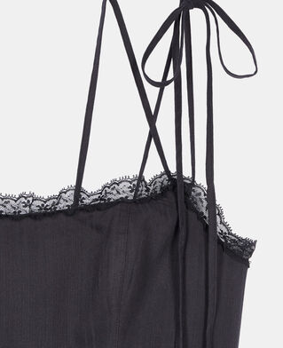 The Kooples DAMEN BLACK langes schwarzes kleid mit spitzendetails