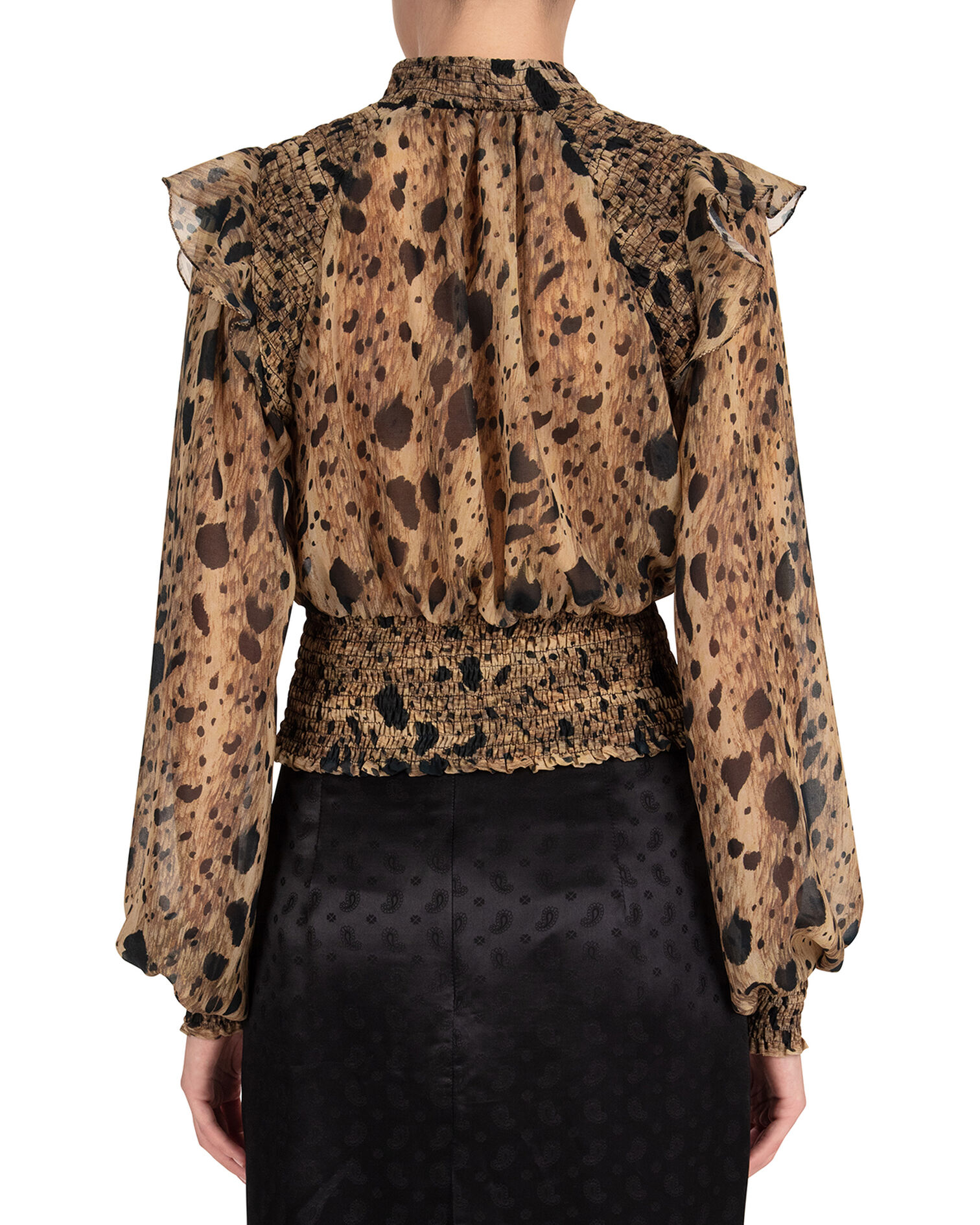 TOP A SMOCK, BLACK BEIGE, hi-res image number null