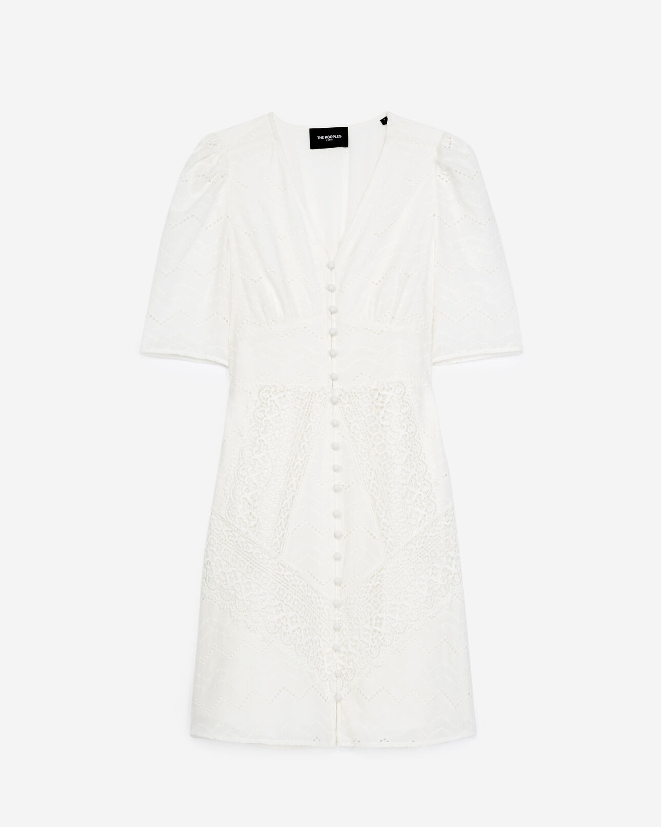 The Kooples FEMME ECRU robe blanche manches courtes