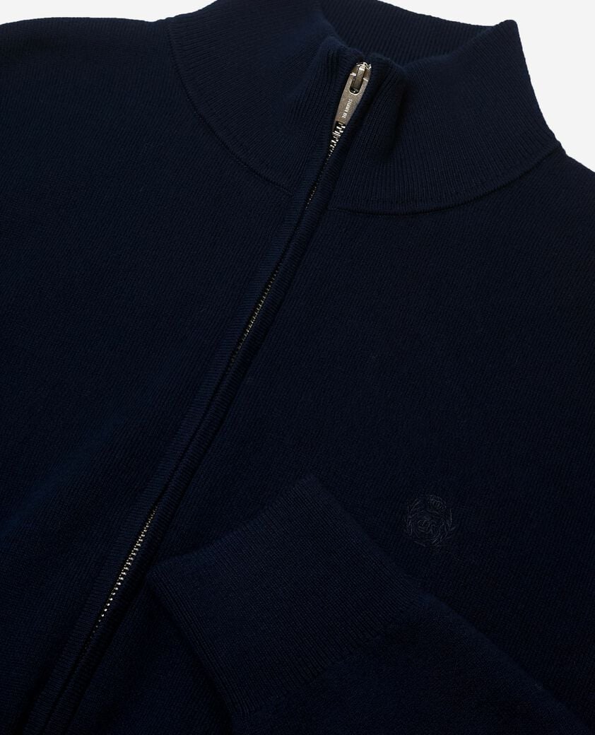 The Kooples HOMME NAVY cardigan en laine double face à zip marine