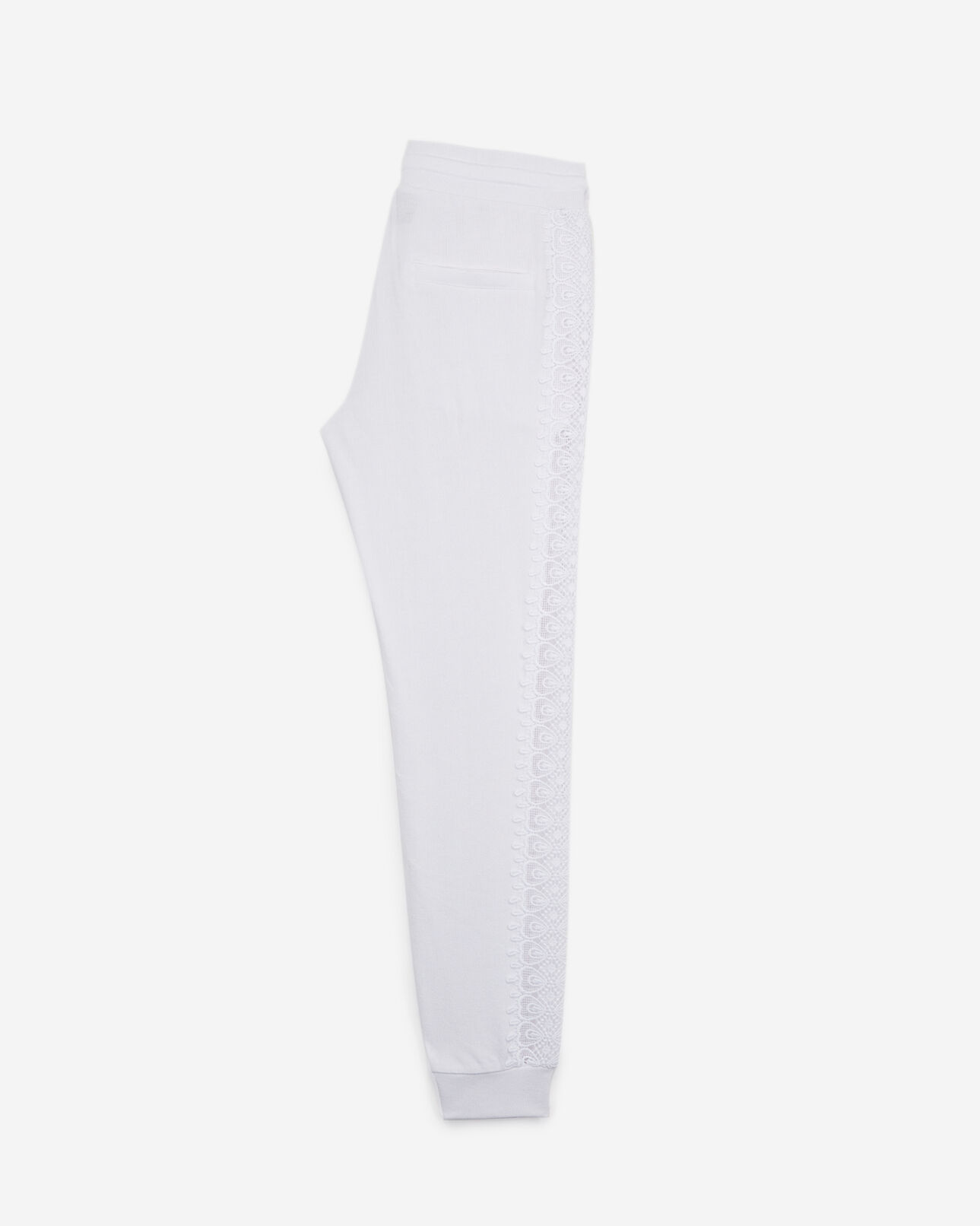 The Kooples FEMME WHITE jogging blanc molleton bande dentelle
