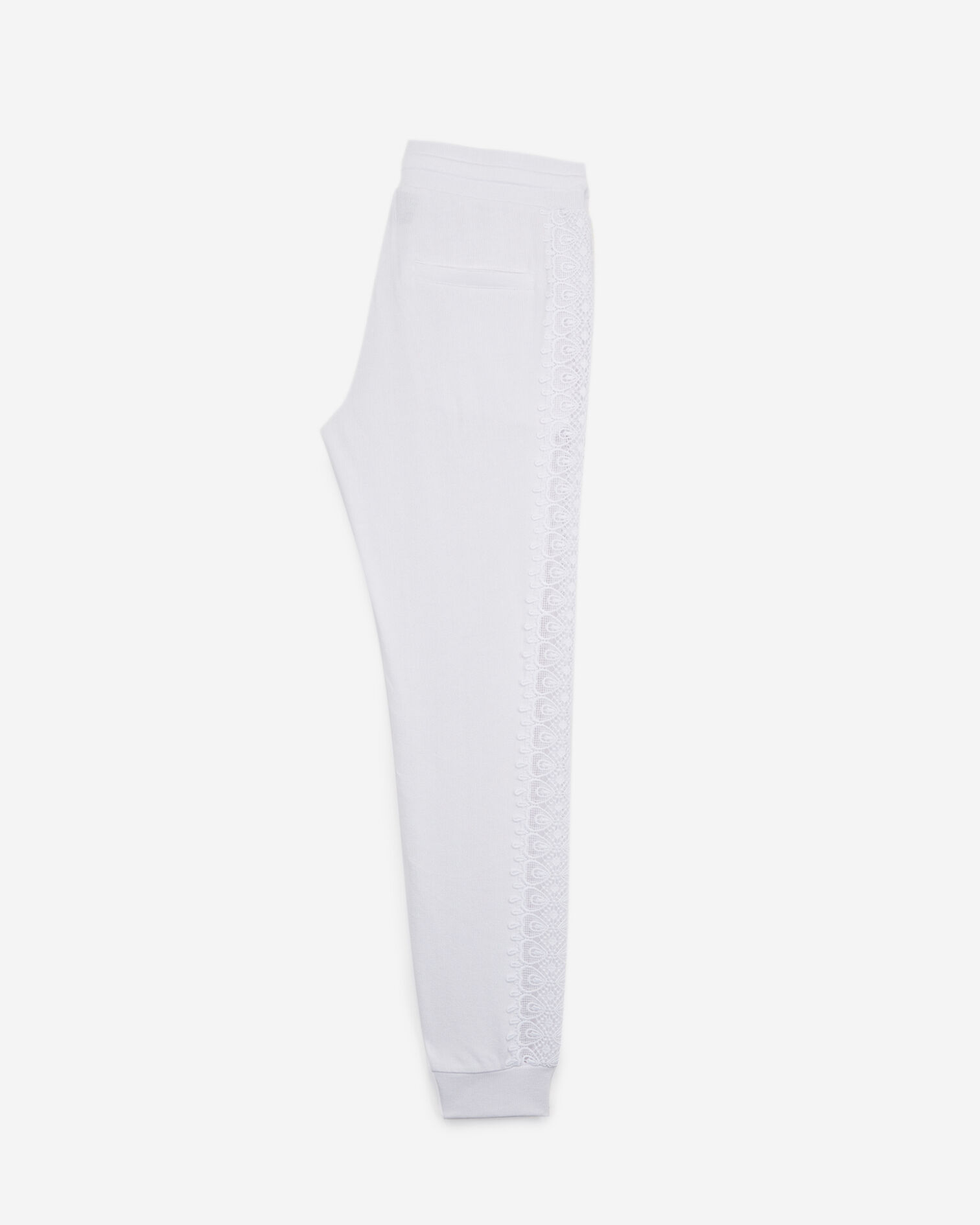 Jogging blanc molleton bande dentelle, WHITE, hi-res image number null