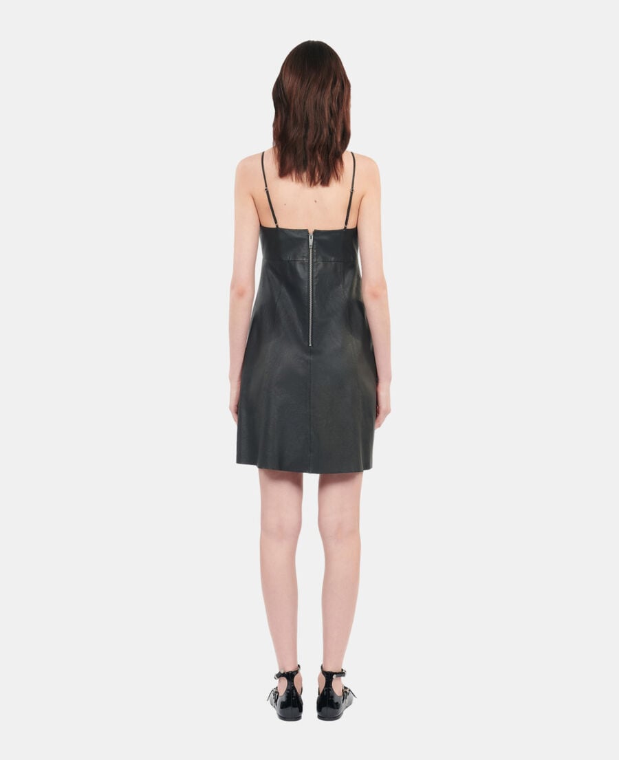 The Kooples WOMEN BLACK short black leather dress