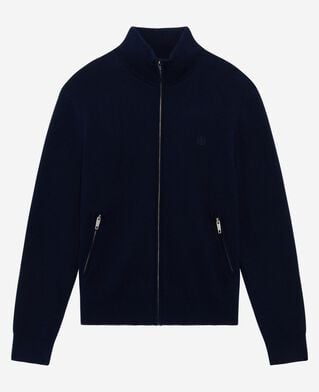 The Kooples HOMBRE NAVY cárdigan de lana de doble cara con cremallera azul marino