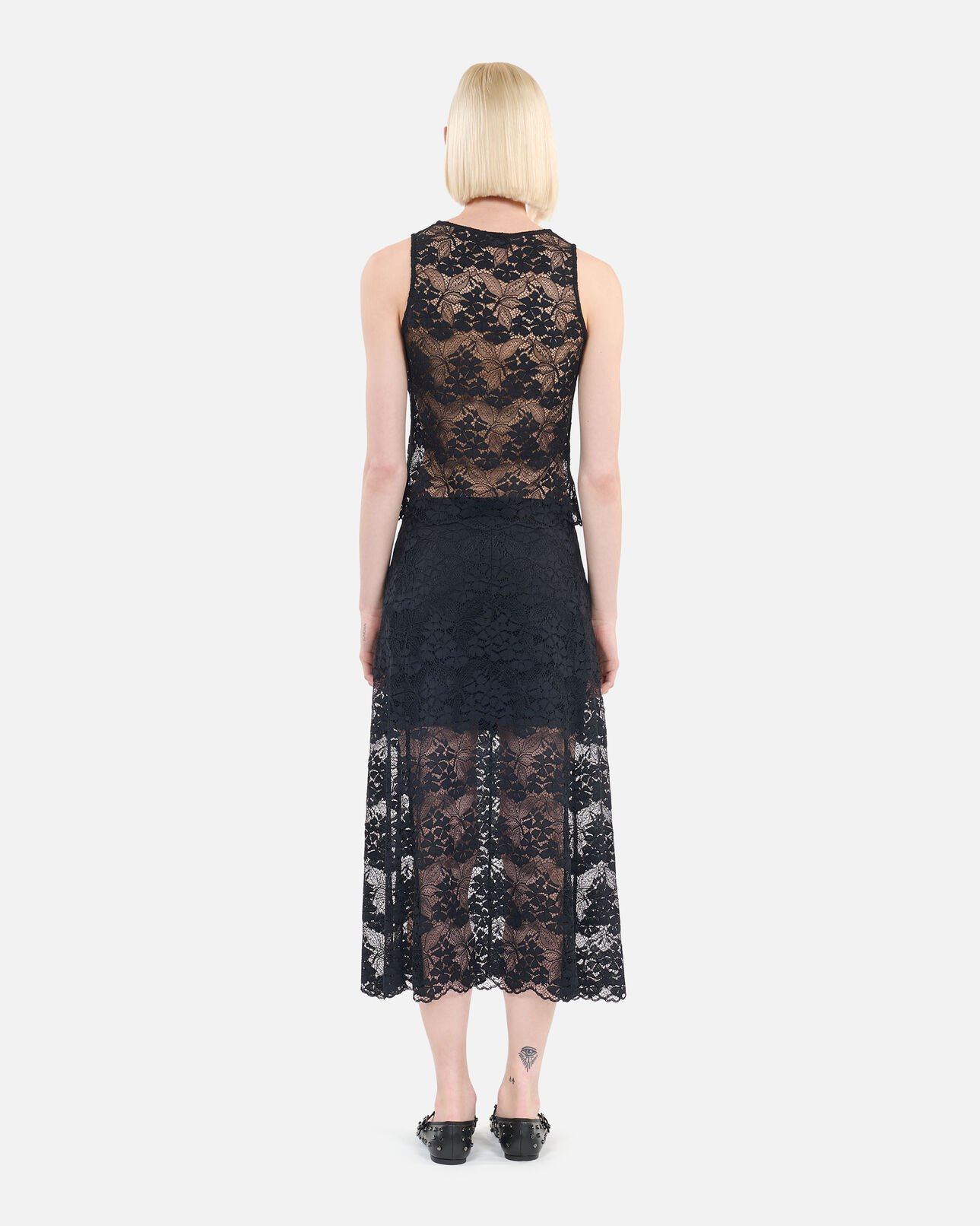 The Kooples DAMEN BLACK schwarzer, langer rock mit spitze
