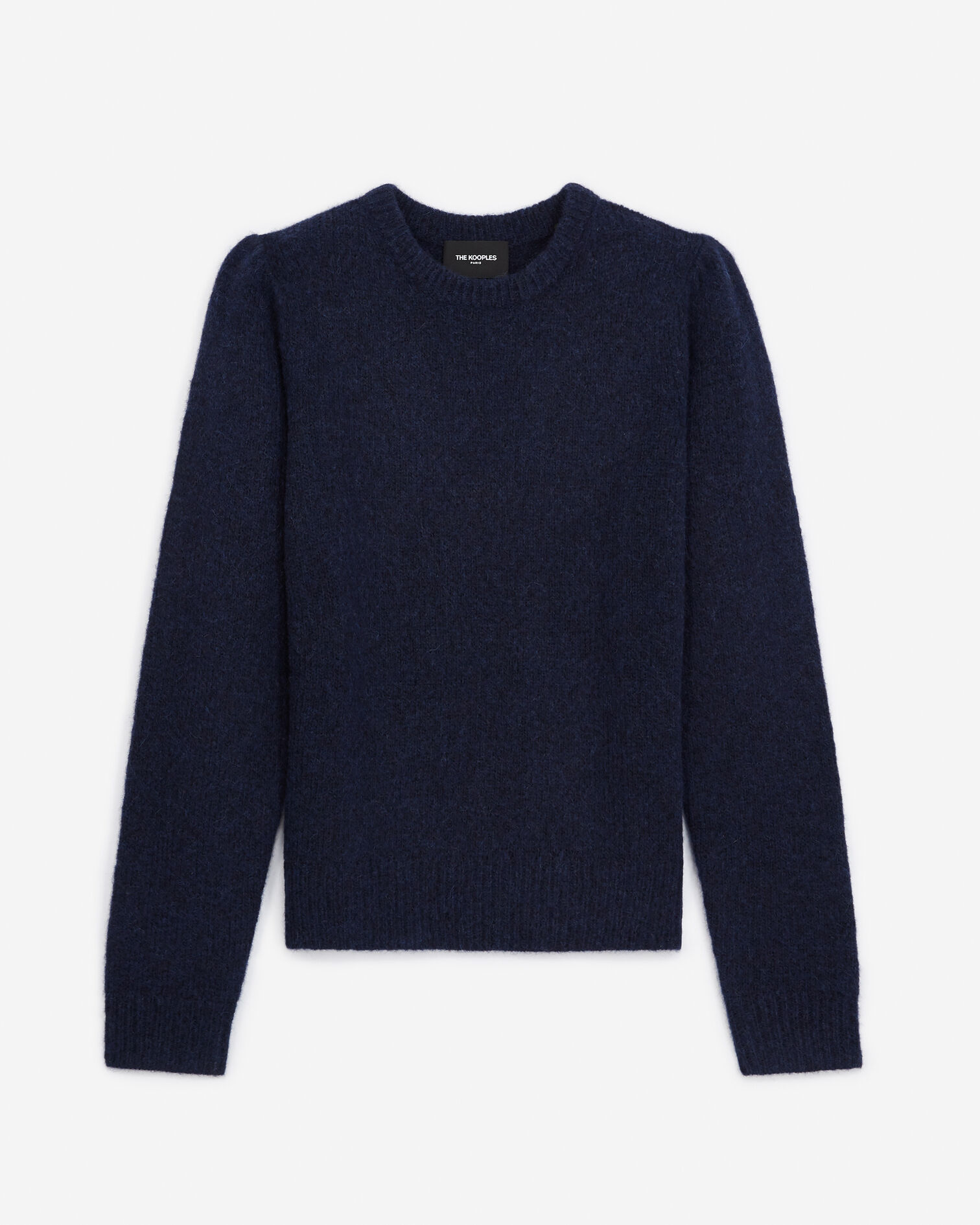 Alpaca wool navy sweater with shoulder gather, NAVY, hi-res image number null