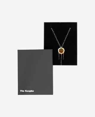The Kooples FEMME GOLD collier perles et pendentif orange