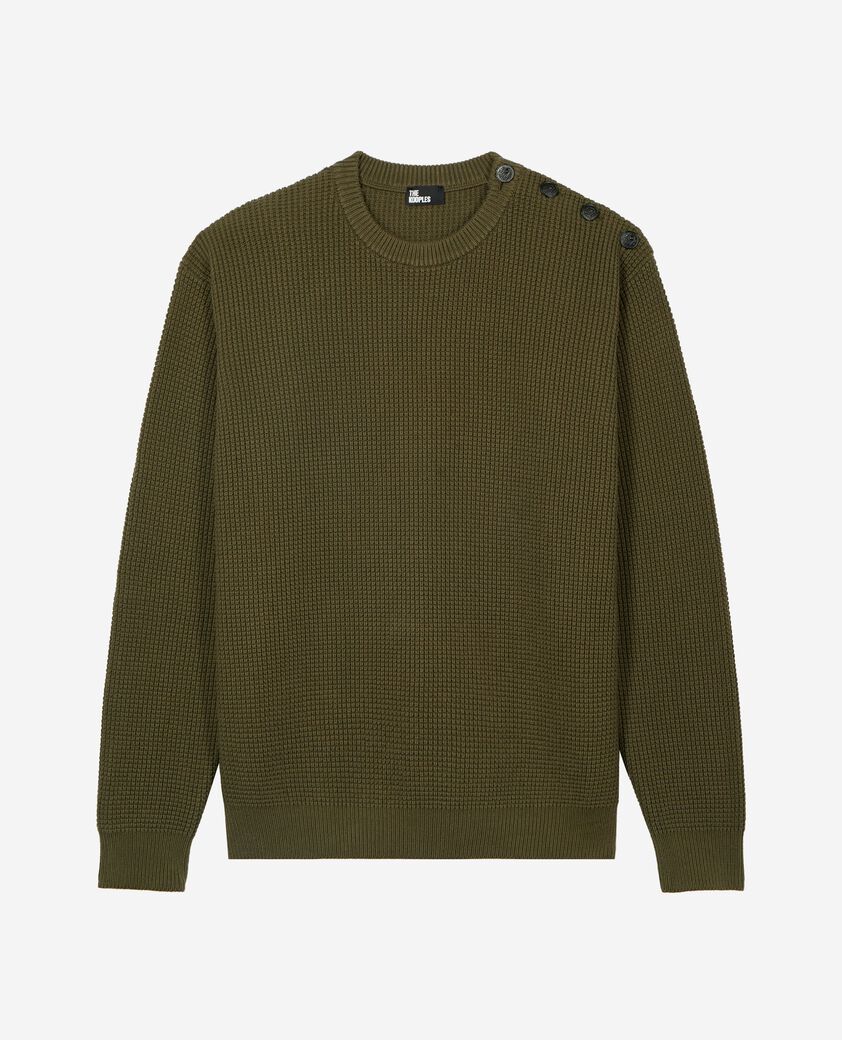 The Kooples H FORET khaki button placket sweater