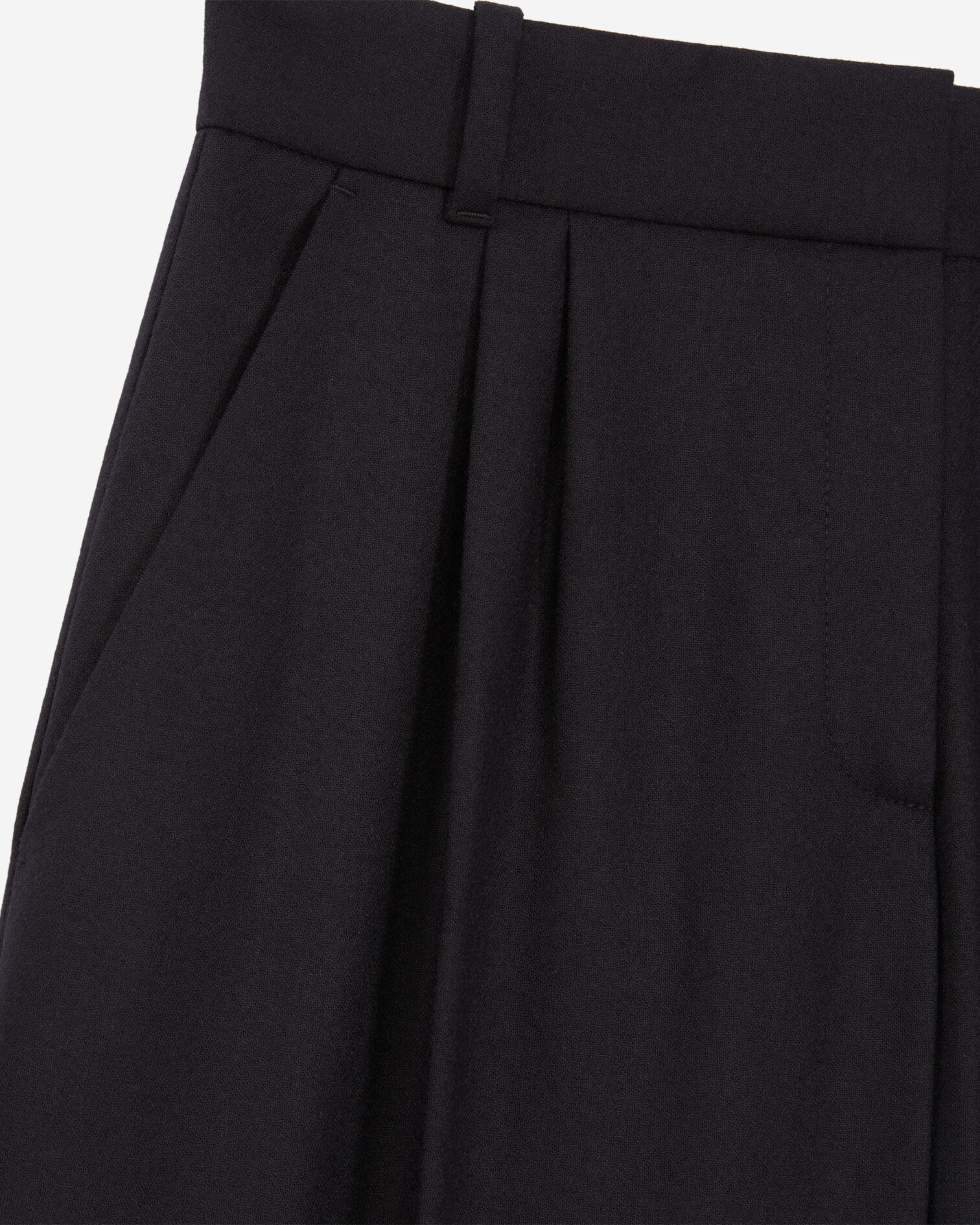 Black flannel trousers with pleats, BLACK, hi-res image number null