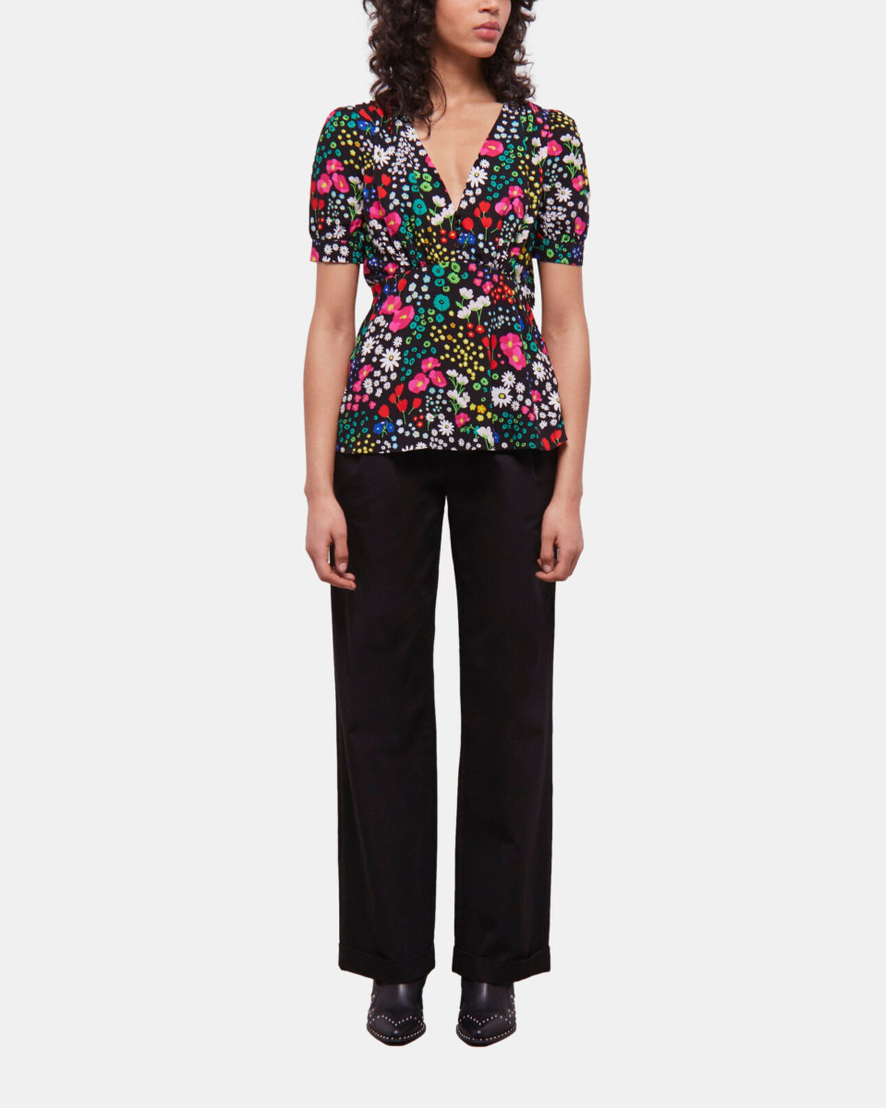 The Kooples FEMME MULTICOLOR top imprimé avec boutonnage