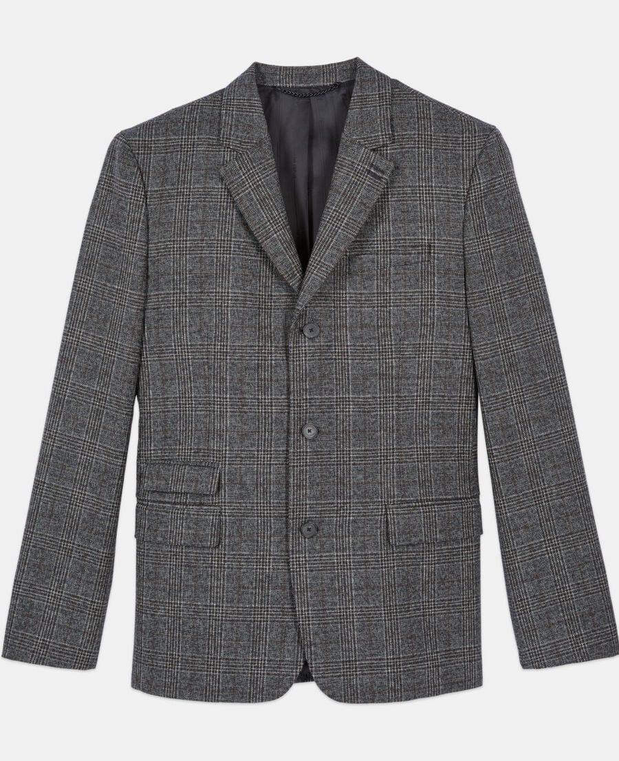 The Kooples H BROWN / BLACK prince of wales wool blazer